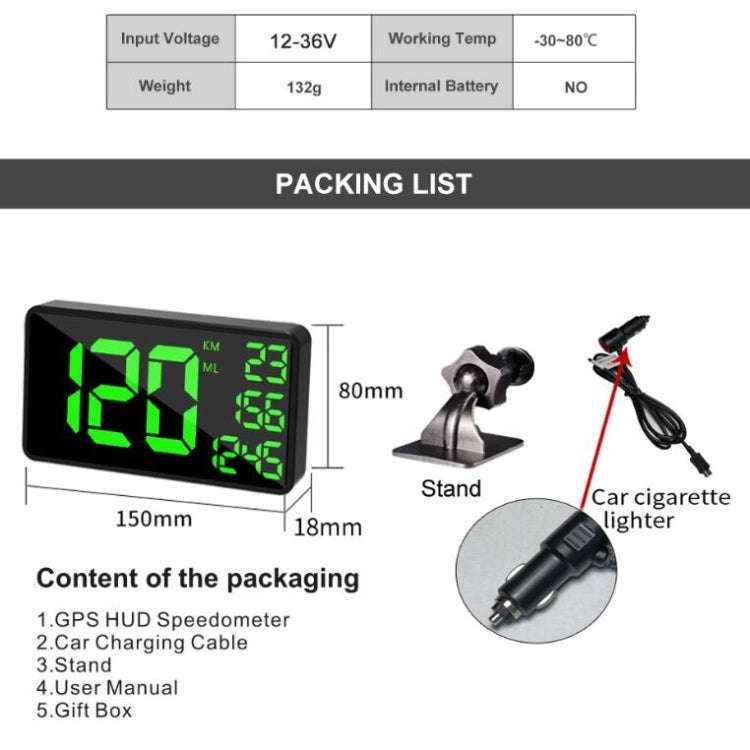 C1090 6.2 inch HUD Car Head-up Display GPS Car Universal Mileage Speed Meter Speeding Alarm / GPS...