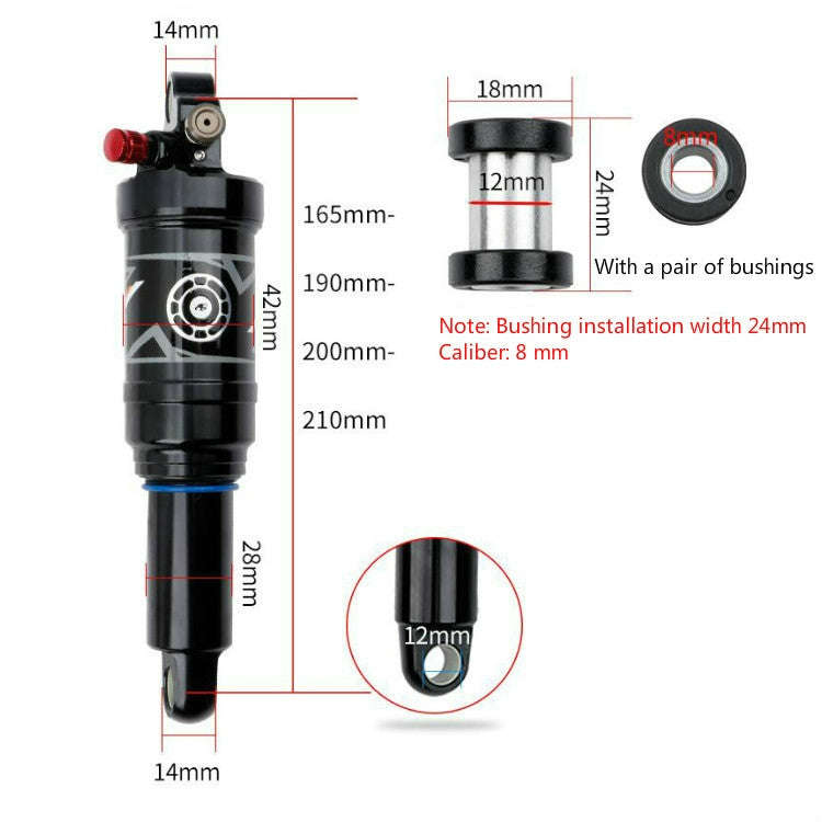 DNM AO38 Mountain Soft Tail Frame Rear Shock Absorber XC Air Pressure Rebound Shock Absorber, Siz...