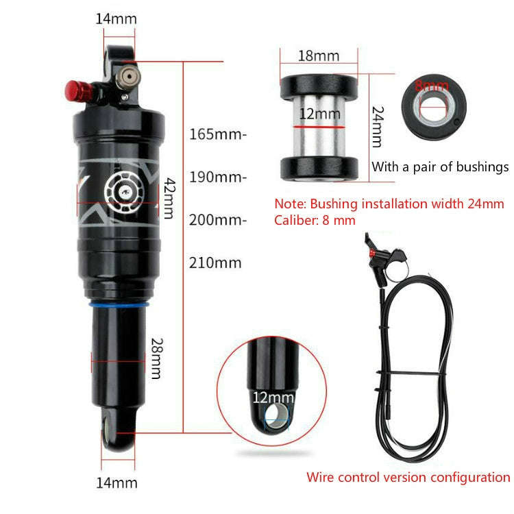 DNM AO38 Mountain Soft Tail Frame Rear Shock Absorber XC Air Pressure Rebound Shock Absorber, Siz...