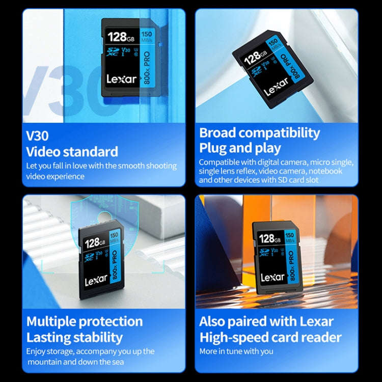 Lexar SD-800X Pro High Speed SD Card SLR Camera Memory Card, Capacity: 32GB