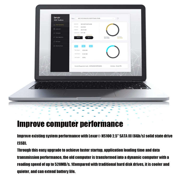 Lexar NS100 2.5 inch SATA3 Notebook Desktop SSD Solid State Drive, Capacity: 256GB(Gray)