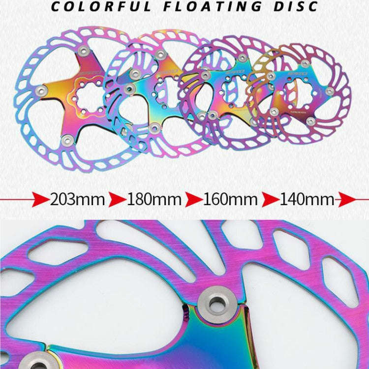 IIIPRO Floating Disc Road Mountain Bike Six Nail Disc Brake Disc, Size:203mm(Colorful)