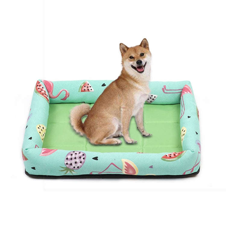 Summer Pet Non-removable Side Dog Mat Pet Bed, Specification: M 53X40X6cm(Watermelon Green)