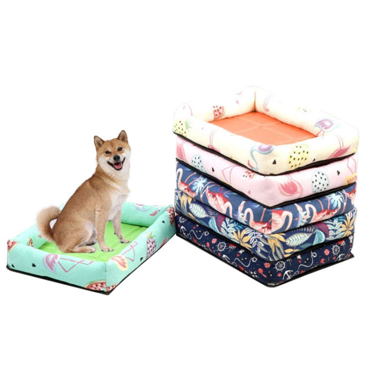 Summer Pet Non-removable Side Dog Mat Pet Bed, Specification: XL 83X66X8cm(Watermelon Green)