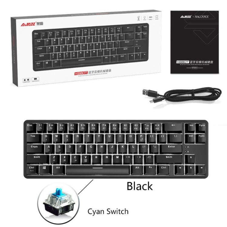 Ajazz K680T Mini USB Wired Dual-mode Charging 68-keys Laptop Bluetooth Mechanical Keyboard, Cable...
