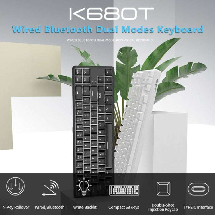 Ajazz K680T Mini USB Wired Dual-mode Charging 68-keys Laptop Bluetooth Mechanical Keyboard, Cable...