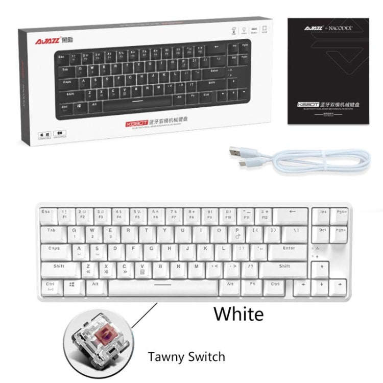 Ajazz K680T Mini USB Wired Dual-mode Charging 68-keys Laptop Bluetooth Mechanical Keyboard, Cable...