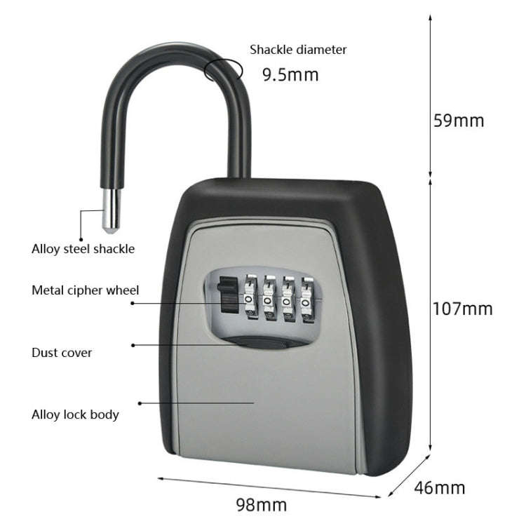 Password Key Box Four-digit Password Lock Padlock Type Free Installation Key Lock Box
