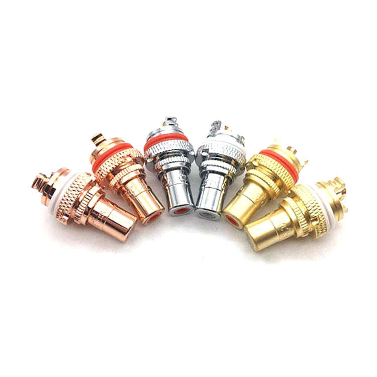 4 PCS / 2 Pairs CMC Copper RCA Female Audio Power Amplifier AV Audio Lotus Socket Terminal(Rhodiu...