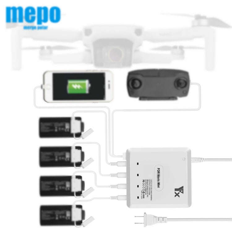 For DJI Mavic Mini Charger Battery USB 6 in 1 Hub Intelligent Battery Controller Charger, Plug Ty...