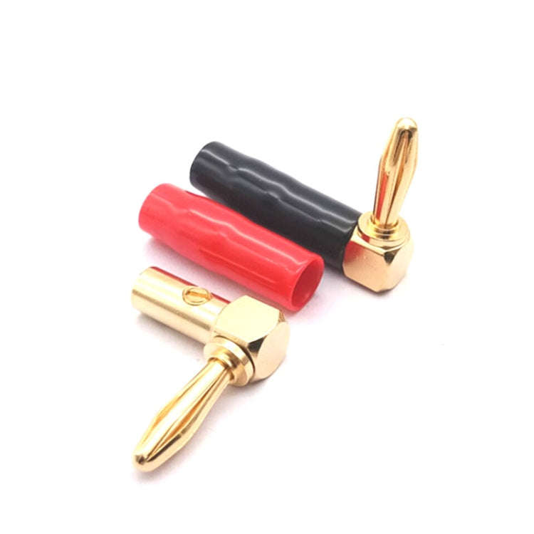2pcs 4mm Banana Plug L-shaped 90 Degree Soft Rubber Speaker Wiring Speaker Banana Head(Red+Black)