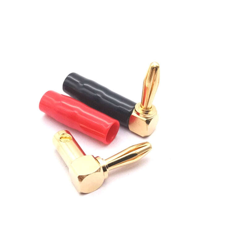 2pcs 4mm Banana Plug L-shaped 90 Degree Soft Rubber Speaker Wiring Speaker Banana Head(Red+Black)