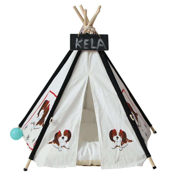 Pet Tent Removable And Washable Wooden Cat Kennel with Cushion, Specification: Large 60×60×70cm...