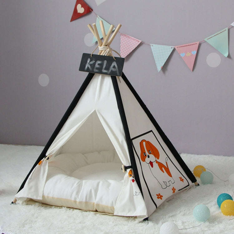 Pet Tent Removable And Washable Wooden Cat Kennel with Cushion, Specification: Large 60×60×70cm...