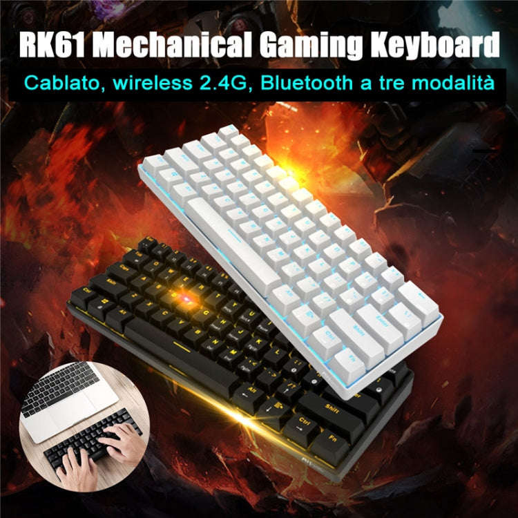 RK61 61 Keys Bluetooth / 2.4G Wireless / USB Wired Three Modes Tablet Mobile Gaming Mechanical Ke...