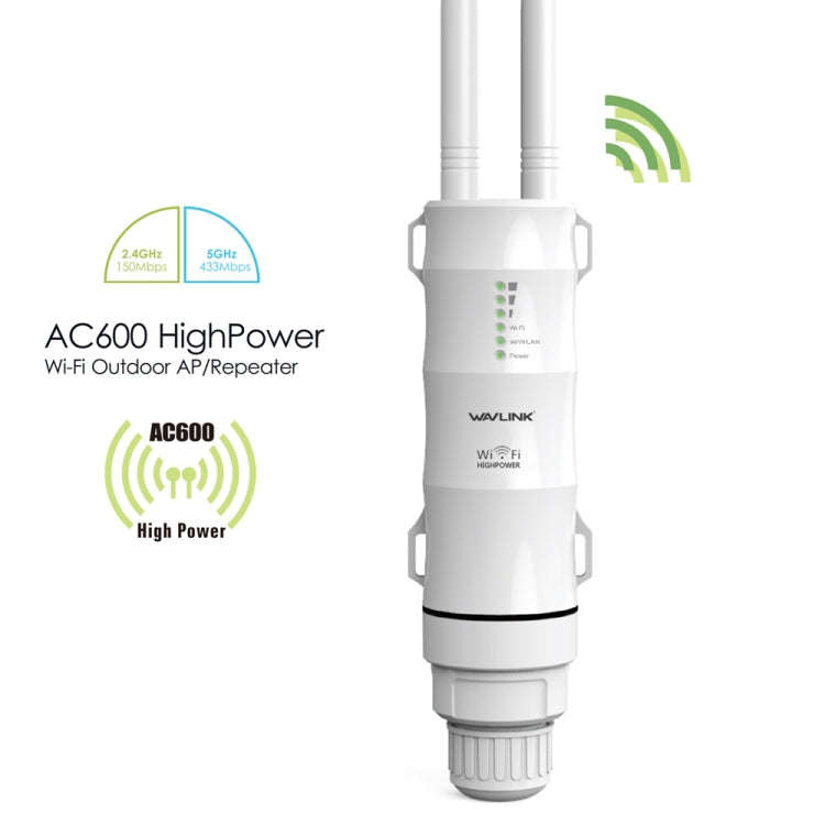 WAVLINK AC600 AP 2.4G/5G Dual Frequency Outdoor High Power Repeater, Plug Type:EU Plug