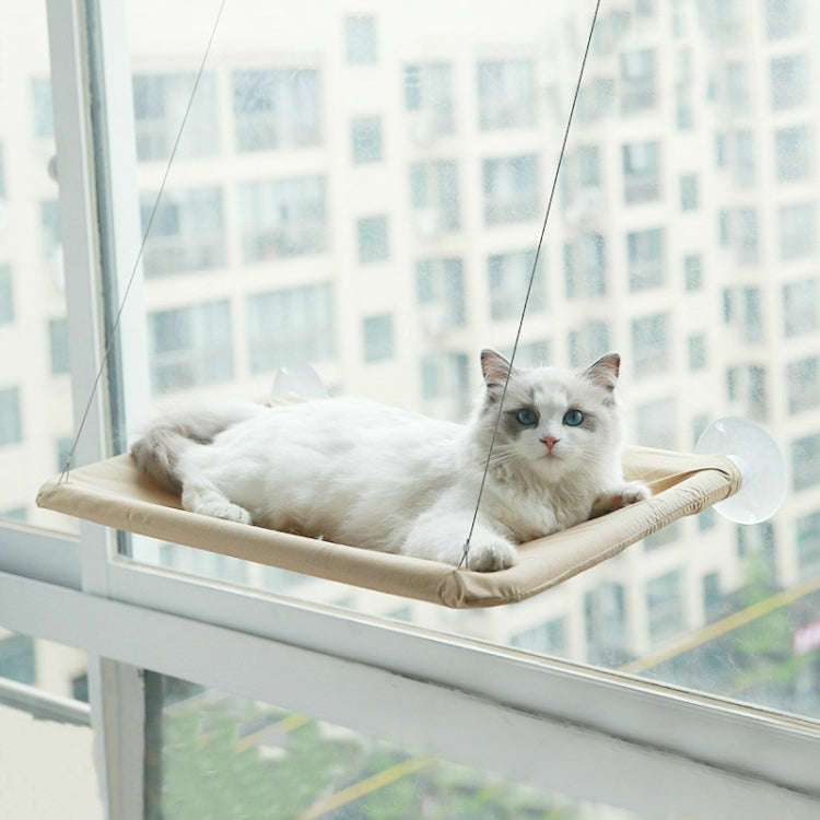 Pets Suction Cup Cat Hammock Window Hanging Hammock(Khaki)