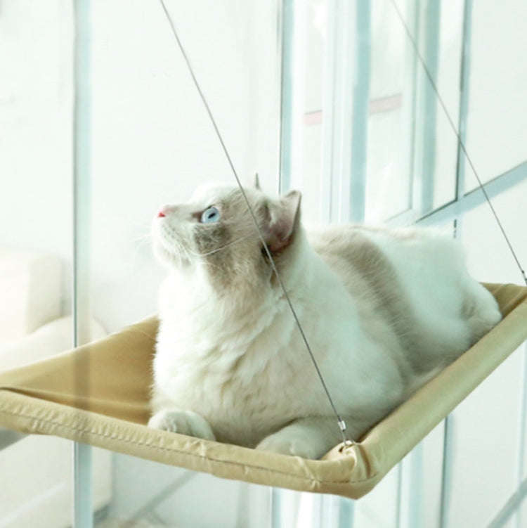 Pets Suction Cup Cat Hammock Window Hanging Hammock(Khaki)