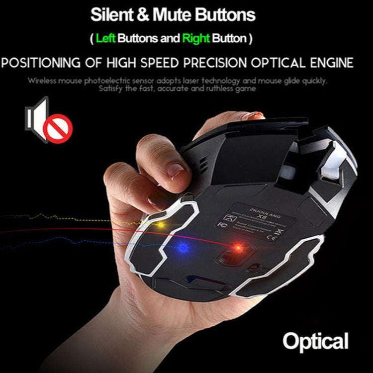 FREEDOM-WOLF X8 2400 DPI 6 Keys 2.4G Wireless Charging Silent Luminous Gaming Mechanical Mouse(Me...