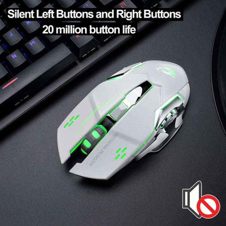 FREEDOM-WOLF X8 2400 DPI 6 Keys 2.4G Wireless Charging Silent Luminous Gaming Mechanical Mouse(Me...