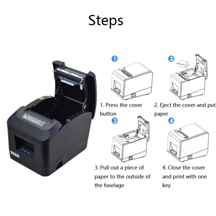 Xprinter XP-A160M Thermal Printer Catering Bill POS Cash Register Printer, Style:UK Plug(USB)