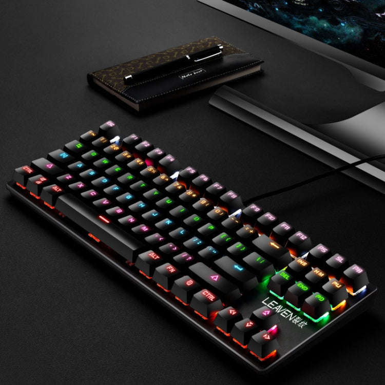 LEAVEN K550 87 Keys Green Shaft Gaming Athletic Office Notebook Punk Mechanical Keyboard, Cable L...