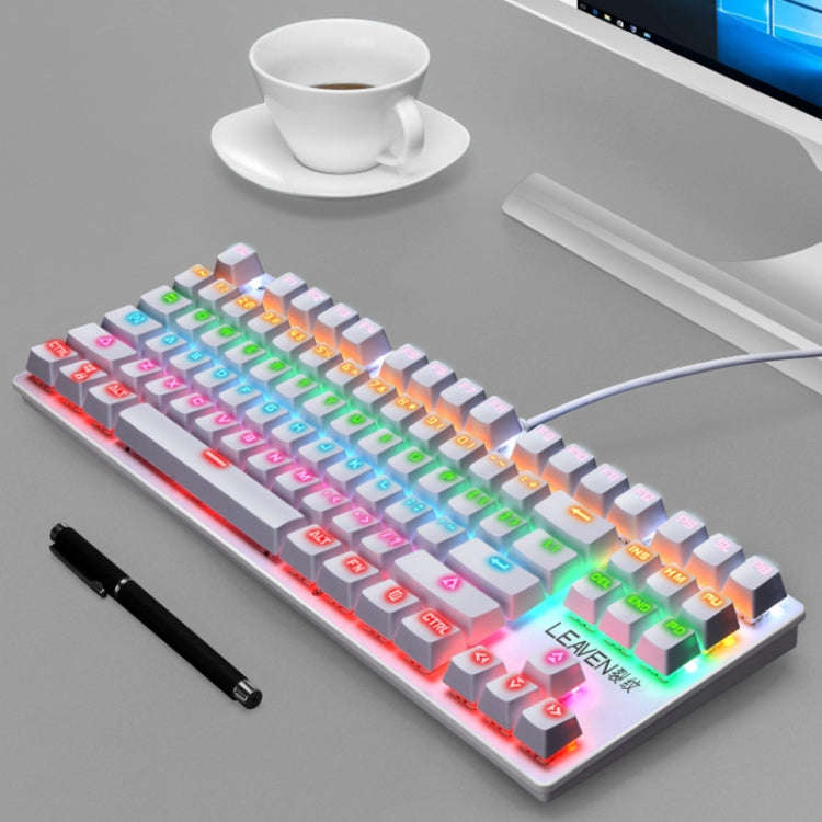 LEAVEN K550 87 Keys Green Shaft Gaming Athletic Office Notebook Punk Mechanical Keyboard, Cable L...
