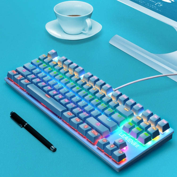 LEAVEN K550 87 Keys Green Shaft Gaming Athletic Office Notebook Punk Mechanical Keyboard, Cable L...