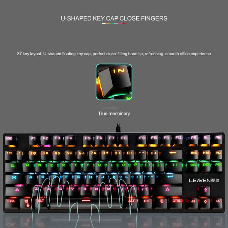 LEAVEN K550 87 Keys Green Shaft Gaming Athletic Office Notebook Punk Mechanical Keyboard, Cable L...