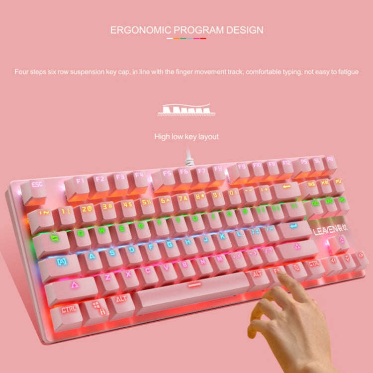 LEAVEN K550 87 Keys Green Shaft Gaming Athletic Office Notebook Punk Mechanical Keyboard, Cable L...