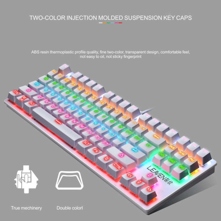 LEAVEN K550 87 Keys Green Shaft Gaming Athletic Office Notebook Punk Mechanical Keyboard, Cable L...