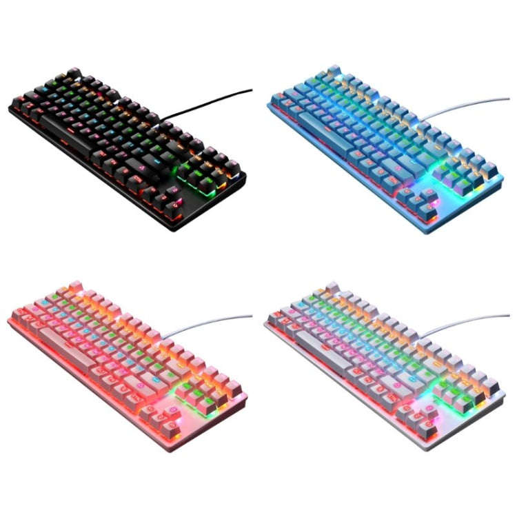 LEAVEN K550 87 Keys Green Shaft Gaming Athletic Office Notebook Punk Mechanical Keyboard, Cable L...