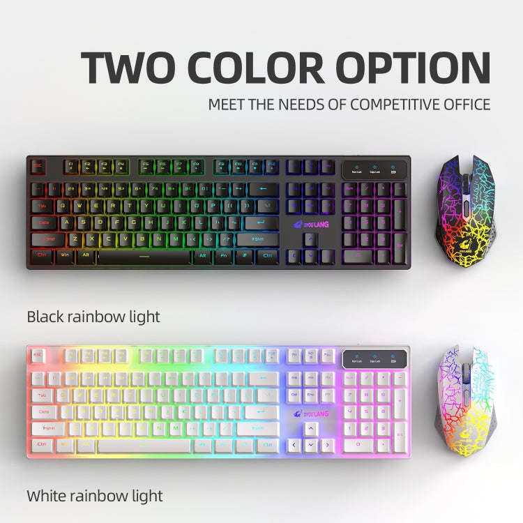 ZIYOULANG T3 Wireless Charging Gaming Lighted Keyboard and Mouse Set(Black Rainbow Light)