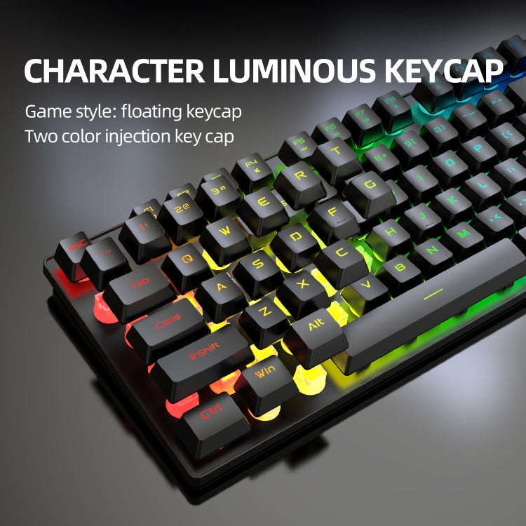 ZIYOULANG T3 Wireless Charging Gaming Lighted Keyboard and Mouse Set(Black Rainbow Light)