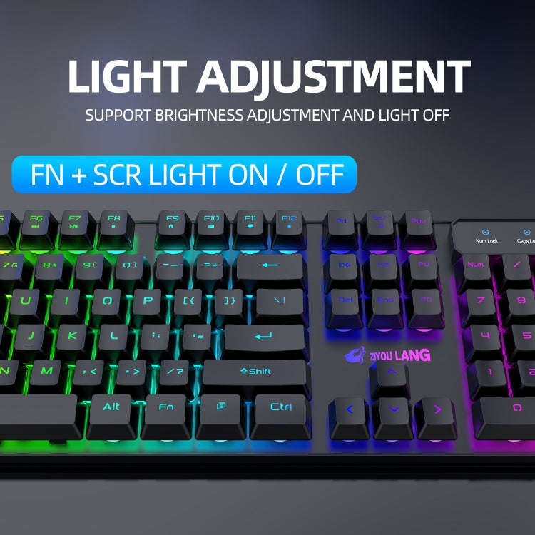 ZIYOULANG T3 Wireless Charging Gaming Lighted Keyboard and Mouse Set(Black Rainbow Light)