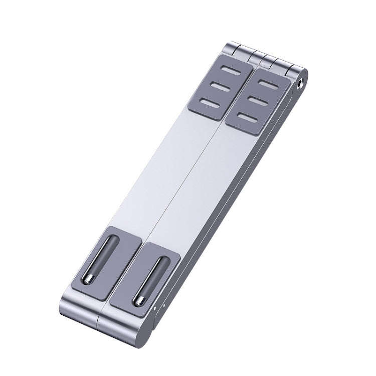Metal Laptop Stand Computer Cooling Folding Mini Flat Raised Bracket(Silver)
