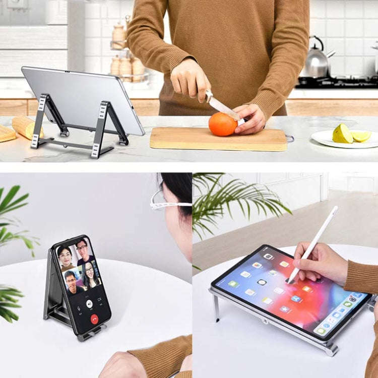 Metal Laptop Stand Computer Cooling Folding Mini Flat Raised Bracket(Silver)