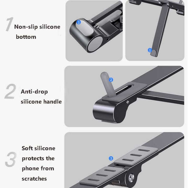 Metal Laptop Stand Computer Cooling Folding Mini Flat Raised Bracket(Silver)