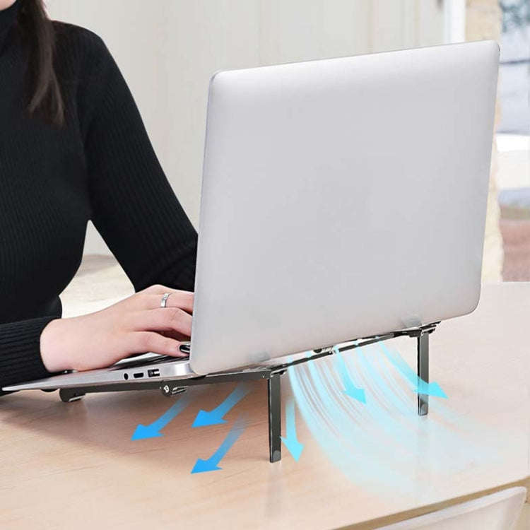 Metal Laptop Stand Computer Cooling Folding Mini Flat Raised Bracket(Silver)