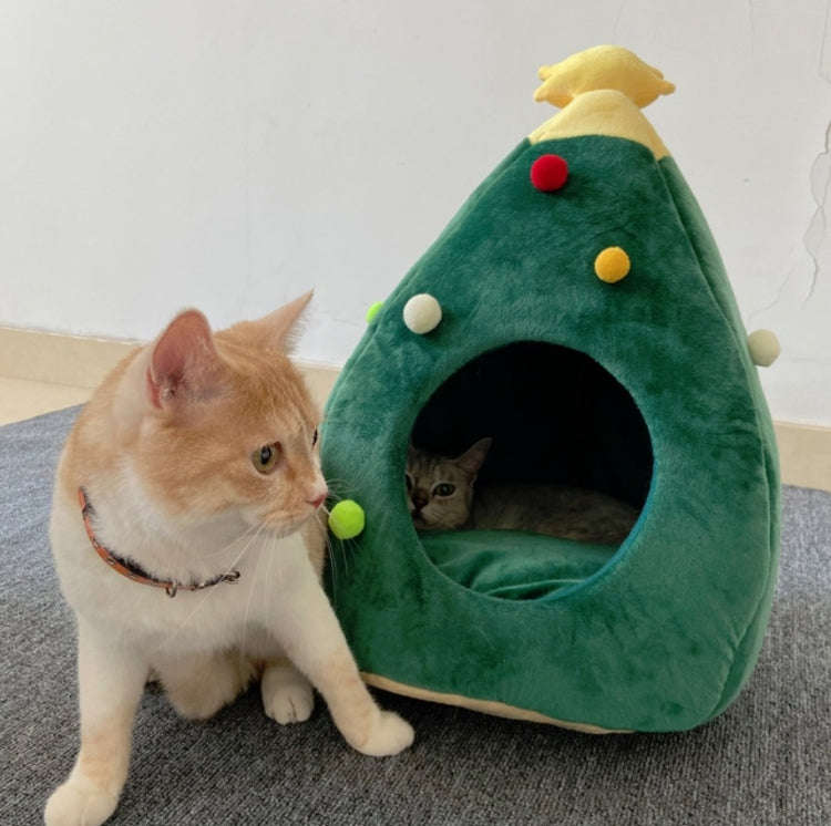 Christmas Tree Pet House Warm Winter Pet Supplies, Size:M