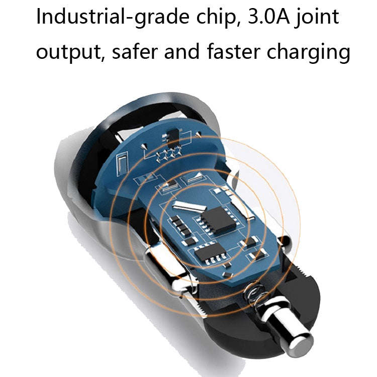 2 PCS Aluminum Ring Display Car Charger  QC3.0+2.4A Aluminum Alloy Multi-function Halo Digital Di...