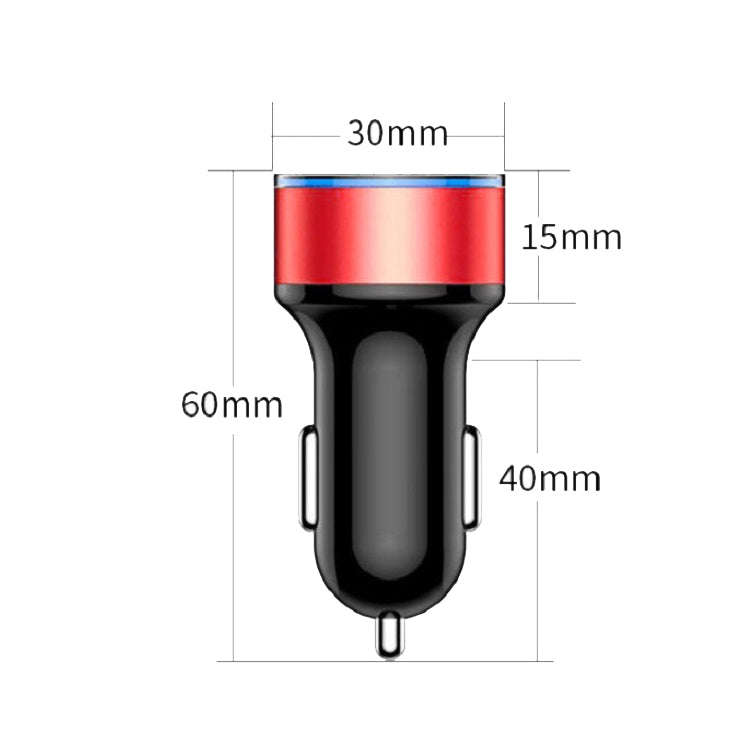 2 PCS Aluminum Ring Display Car Charger  QC3.0+2.4A Aluminum Alloy Multi-function Halo Digital Di...