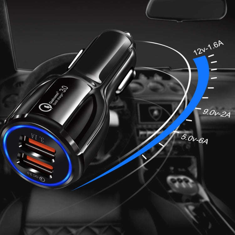 2 PCS QC3.0+3.1A Car Charger Dual USB 6A Halo Wine Bottle Fast Charge Car Charger(Classic White)