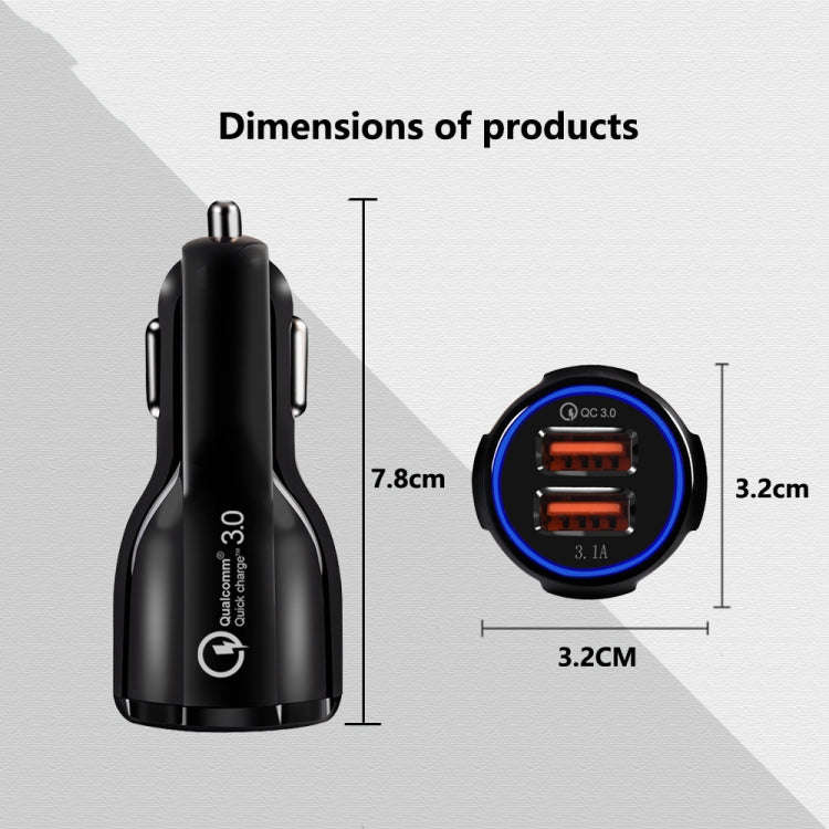 2 PCS QC3.0+3.1A Car Charger Dual USB 6A Halo Wine Bottle Fast Charge Car Charger(Classic White)