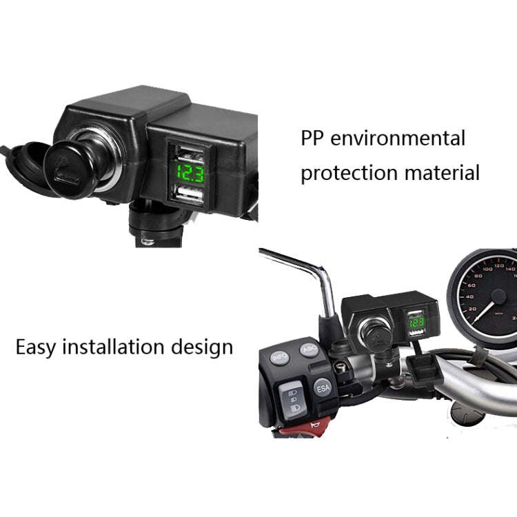 Motorcycle Car Dual USB Mobile Phone Charger With Cigarette Lighter Interface Multi-function Digi...