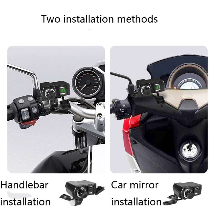 Motorcycle Car Dual USB Mobile Phone Charger With Cigarette Lighter Interface Multi-function Digi...