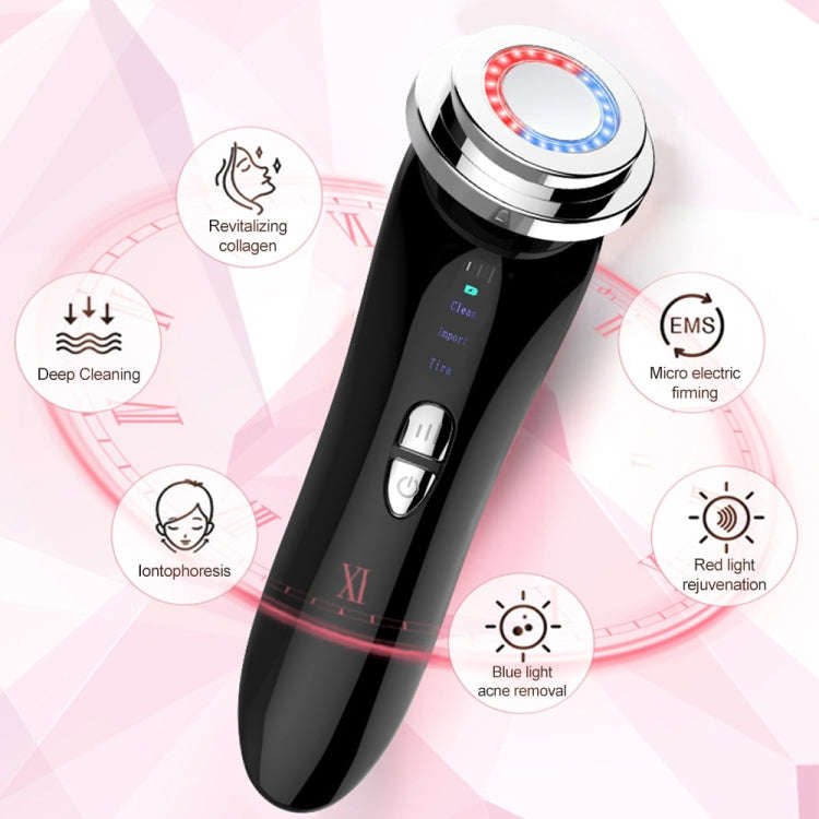 Facial Electronic Beauty Instrument Ultrasonic Ion Red And Blue Color Light Introduction Instrume...
