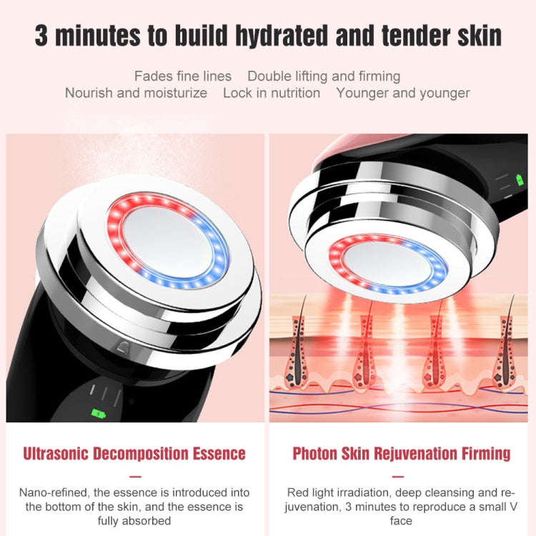 Facial Electronic Beauty Instrument Ultrasonic Ion Red And Blue Color Light Introduction Instrume...