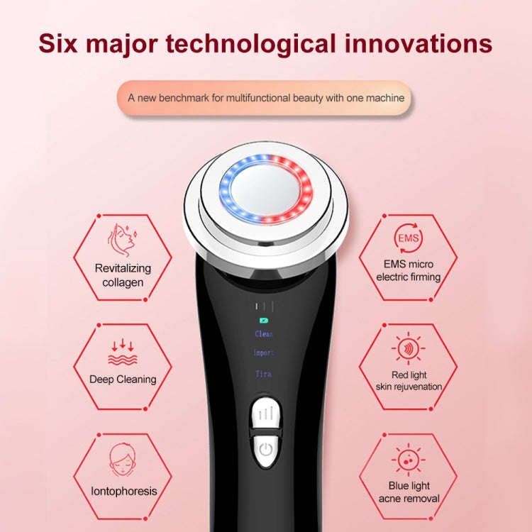 Facial Electronic Beauty Instrument Ultrasonic Ion Red And Blue Color Light Introduction Instrume...