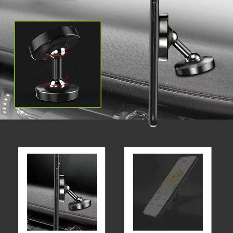 Car Phone Holder Alloy Magnetic Universal Dual Ball Rotating Car Phone Holder,, Color: Black (Sin...